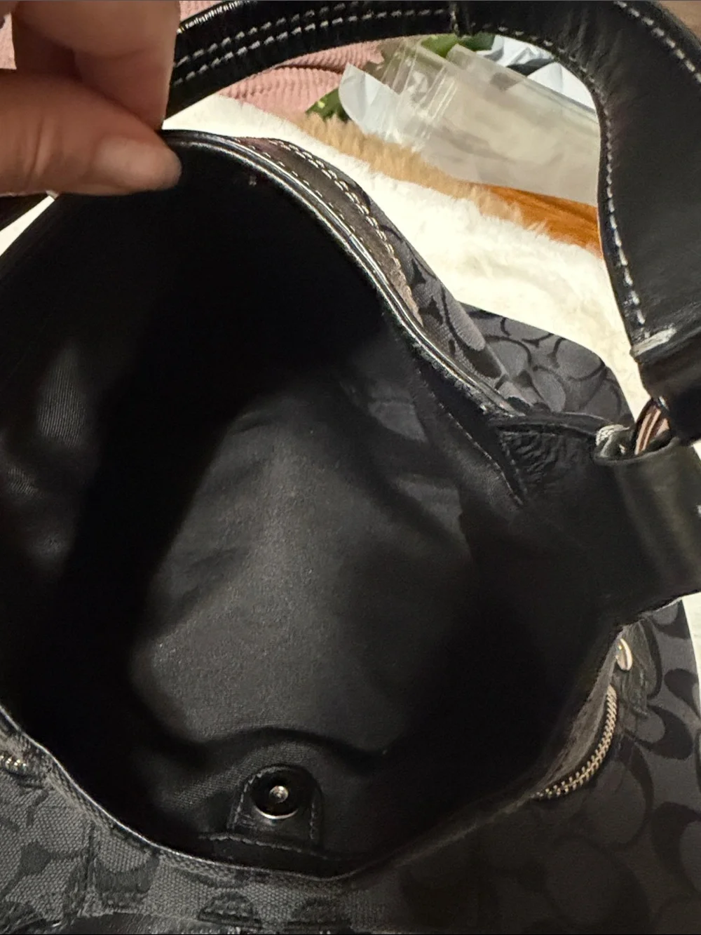 Y2K Vtg Coach Black Signature Soho Hobo Canvas and Leather